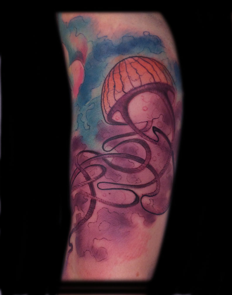 josephmele:watercolor-jellyfish-tattoo-tattoos -watercolor-watercolortattoo-watercolortattoos-watercolorjellyfish-watercolorjellyfishtattoo-watercolorjellyfishtattoos-abstract-abstractart-abstractattoo-custom-art-create-bodyart