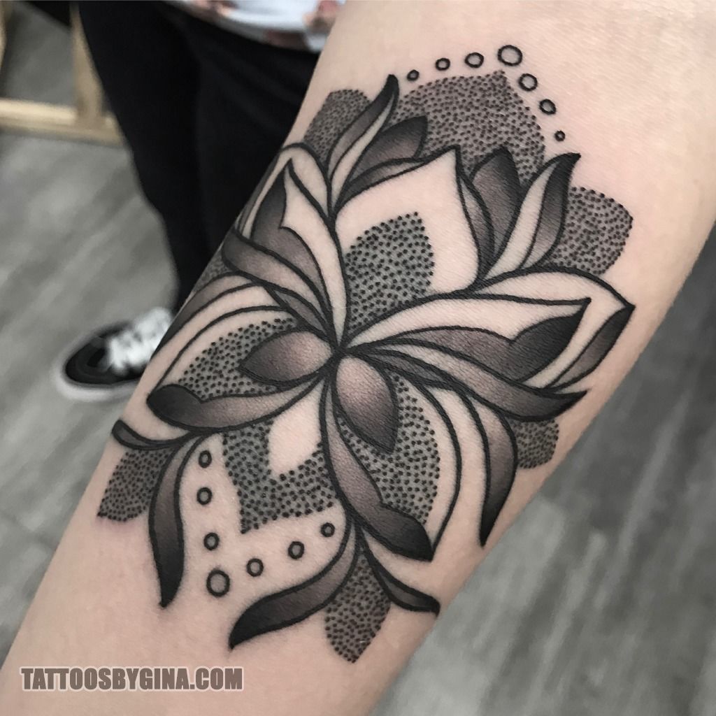 lotus mandala tattoo dotwork