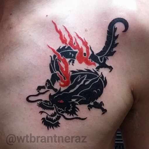 Cute fire dragon tattoo on the shoulder | www.otziapp.com | Dragon tattoo  for women, Dragon tattoo, Watercolor tattoo