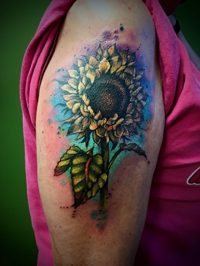 Sunflower tattoo by Simona Merlo  Photo 27975