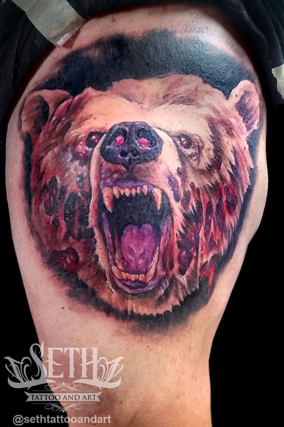 Zombie bear tattoo