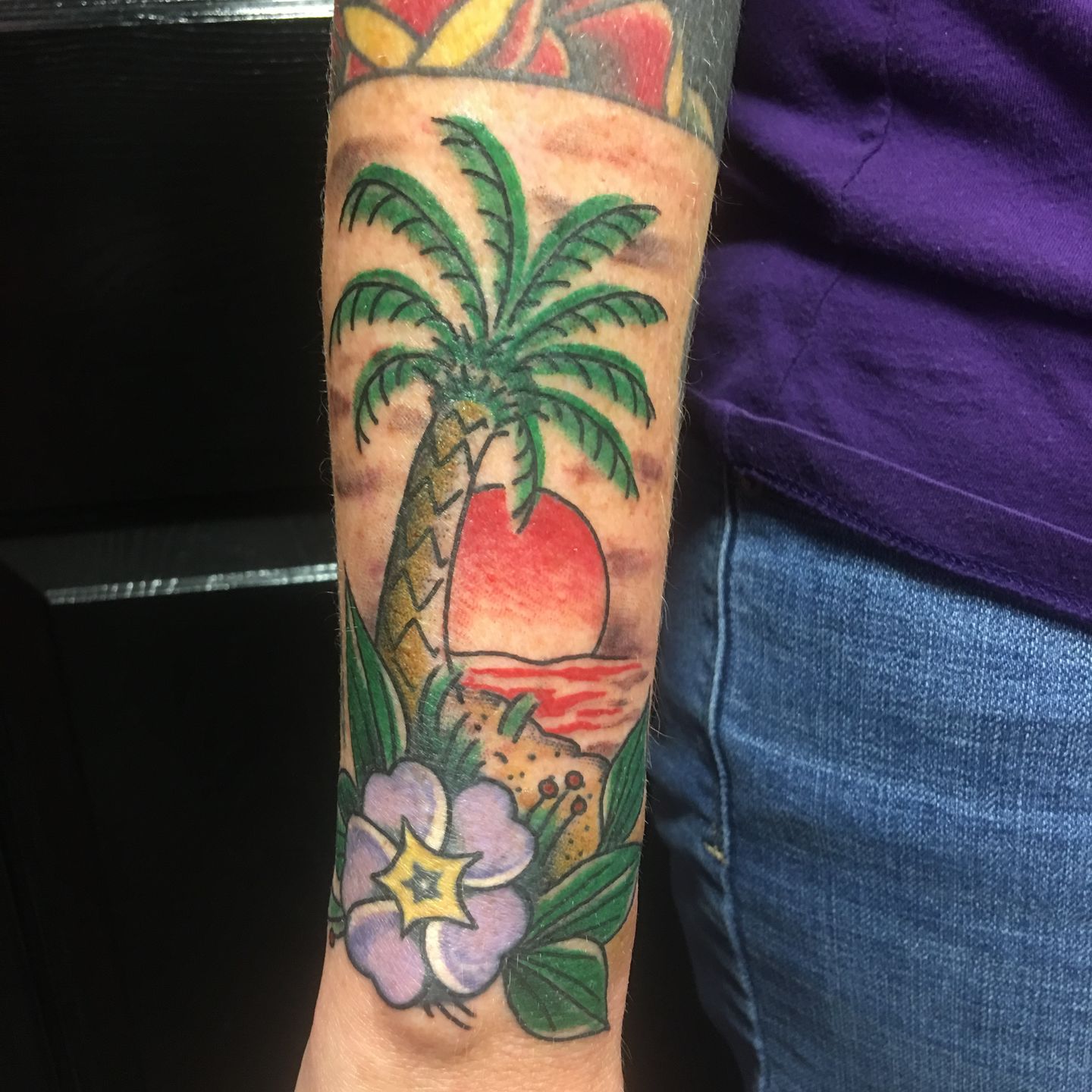 Palm tree and sunset tattoo  Tattoogridnet