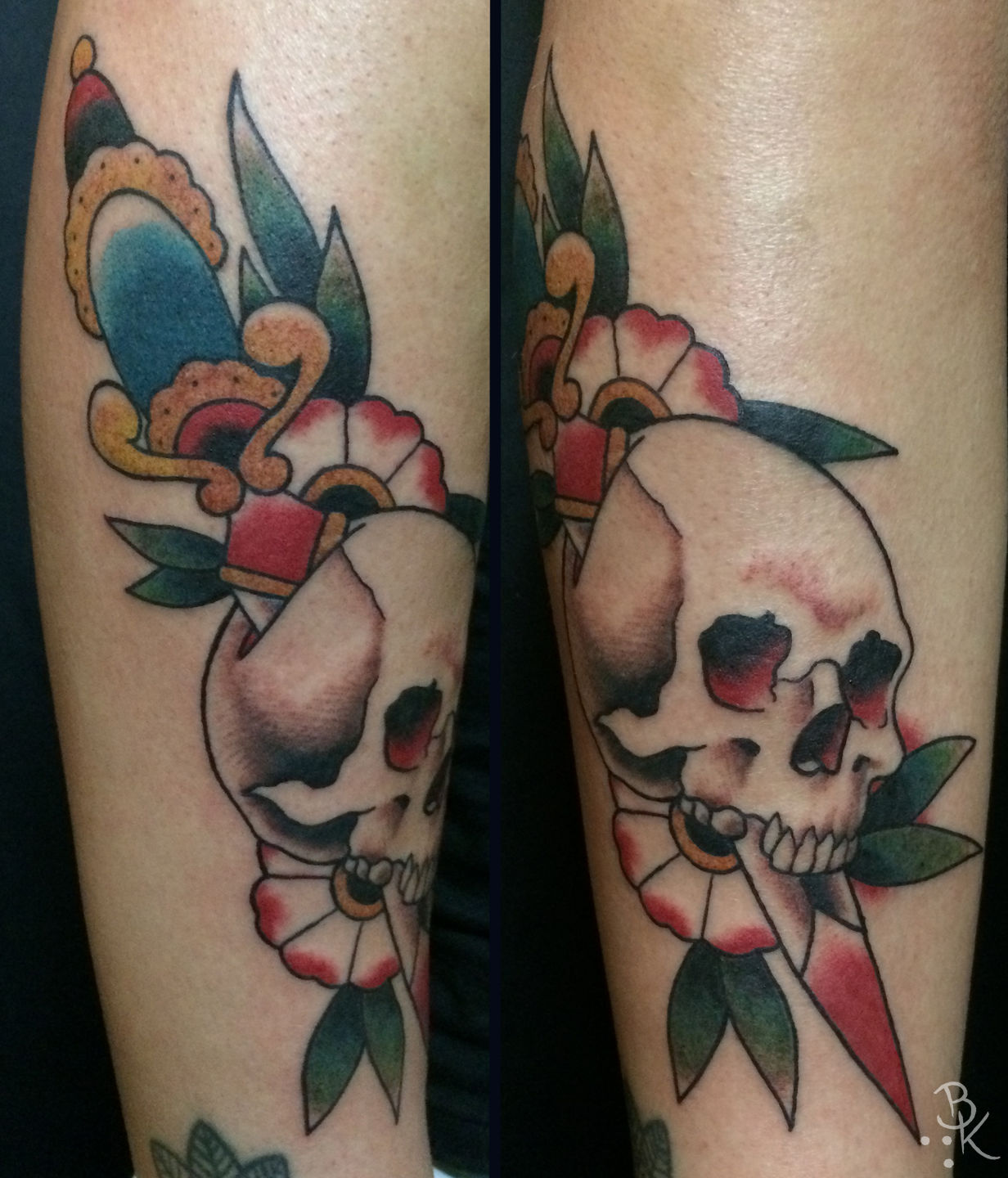 skull and rose tattoo flash