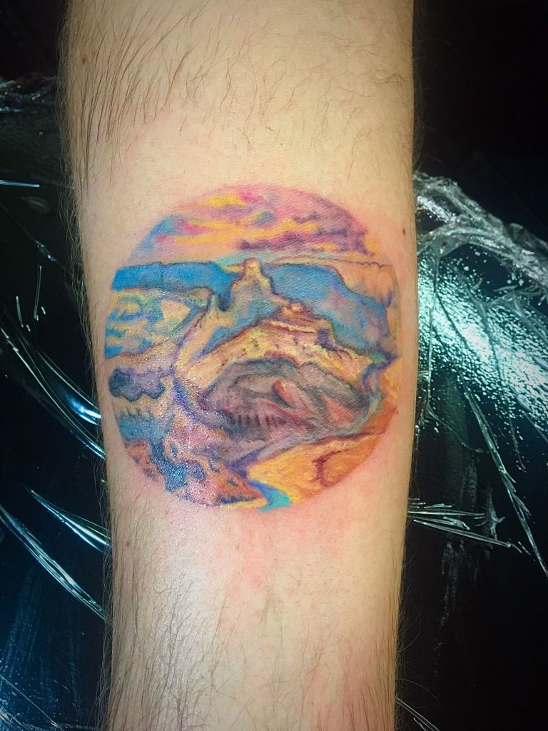 Grand Canyon piece done by Chris Yaws Six Tattoo in Denver  rtattoos