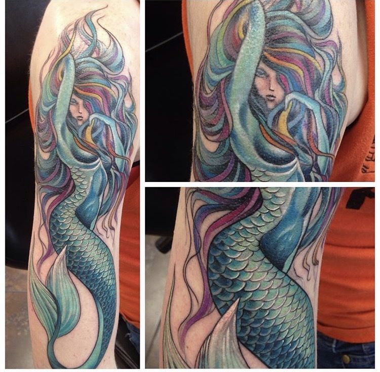 Infamous Tattoo Company : Tattoos : New School : Mermaid Underwater Sleeve  (FreeHanded)