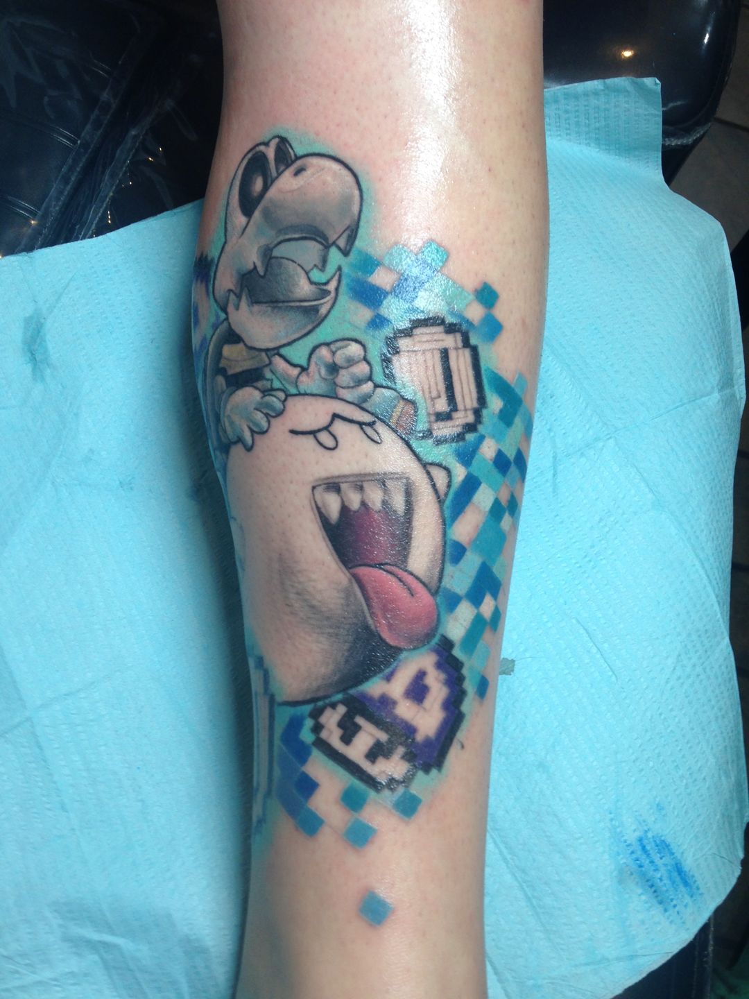 Continued off the Super Mario sleeve to a chest piece Done by Jerrett  Spaeth  Thunderhand Tattoo  rtattoo