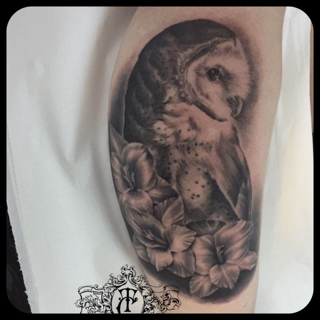 Here's a owl tattoo from yesterday. Still got quite bit to wrap up the  lower leg. Will get some videos when done. To book appts email... |  Instagram