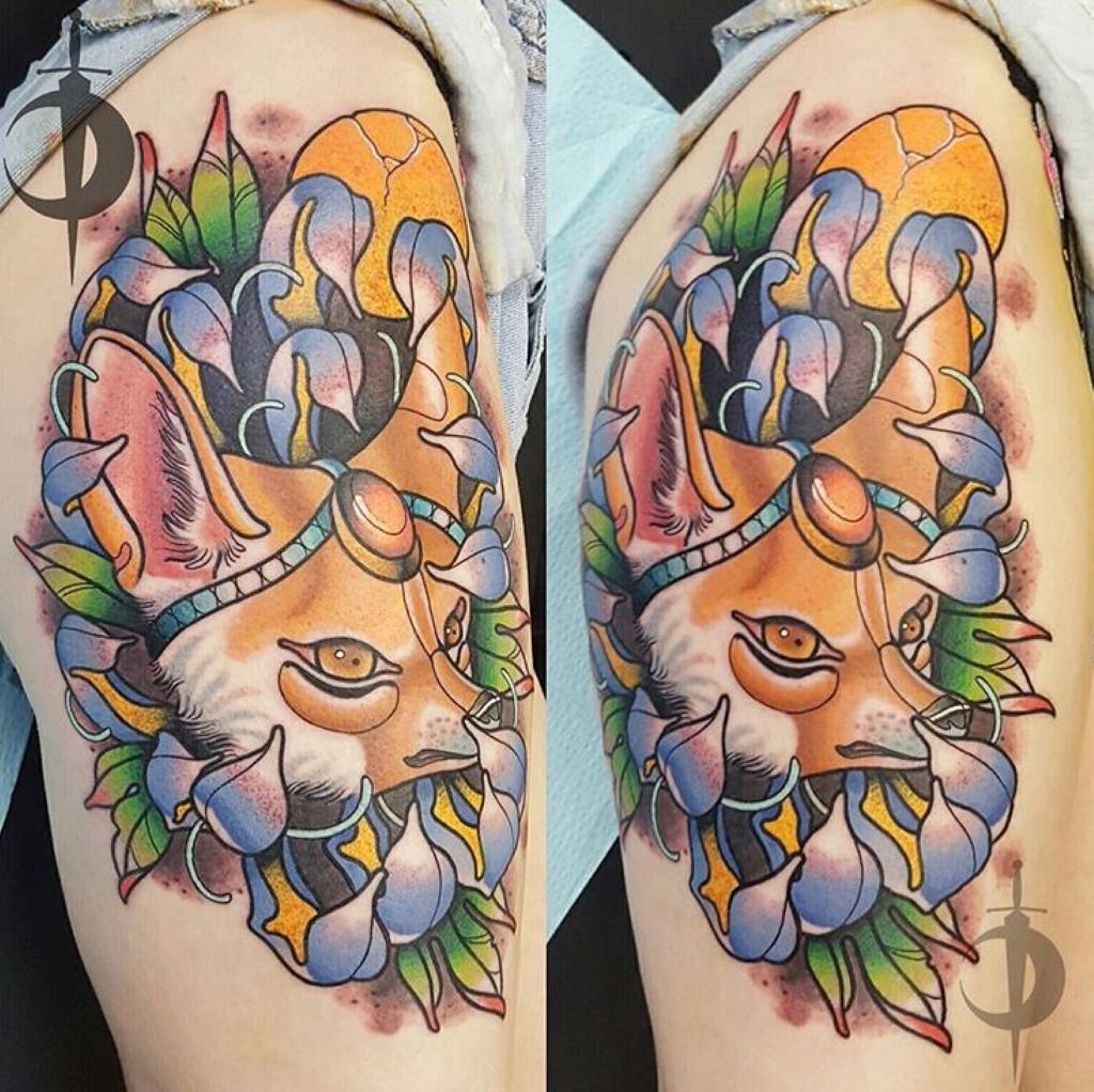 Traditional Fox Tattoo by Nick Oaks
