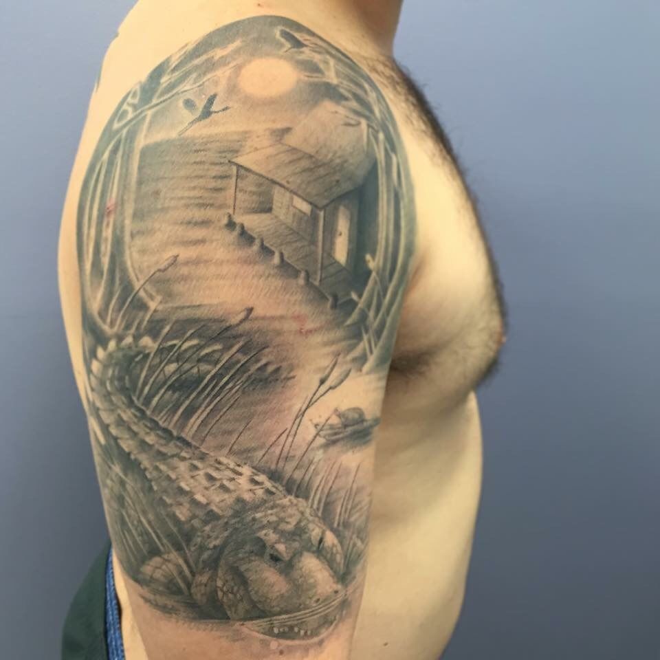 Louisiana Tattoo Design  Artist Craig closing in on finishing this  beautiful Louisiana Themed Tattoo Stop in and set an appointment with him   By The Studio Tattoo and Piercing  Facebook