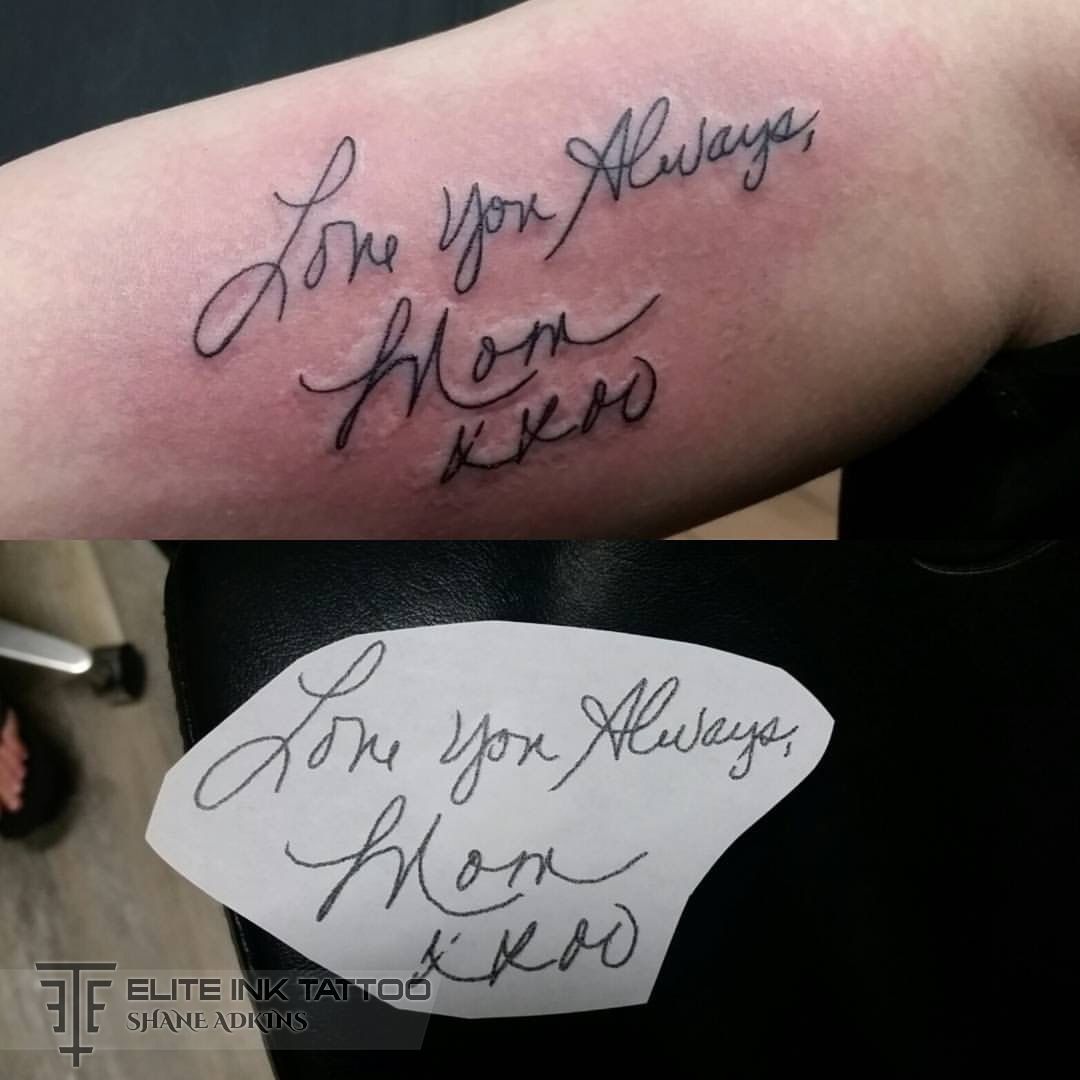 tattoo note from grandmother handwriting for maia whom i admire for her  caring grace filled life oma black lettering font tattoo kamloops dolly's  skin art tattoo - Dolly's Skin Art Tattoo Kamloops