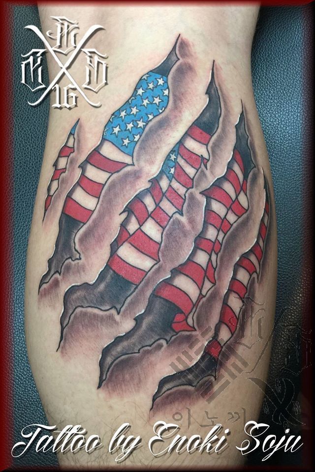 Skin Rip American Flag Tattoo by Selene Ravenheart by SeleneRavenheart on  DeviantArt