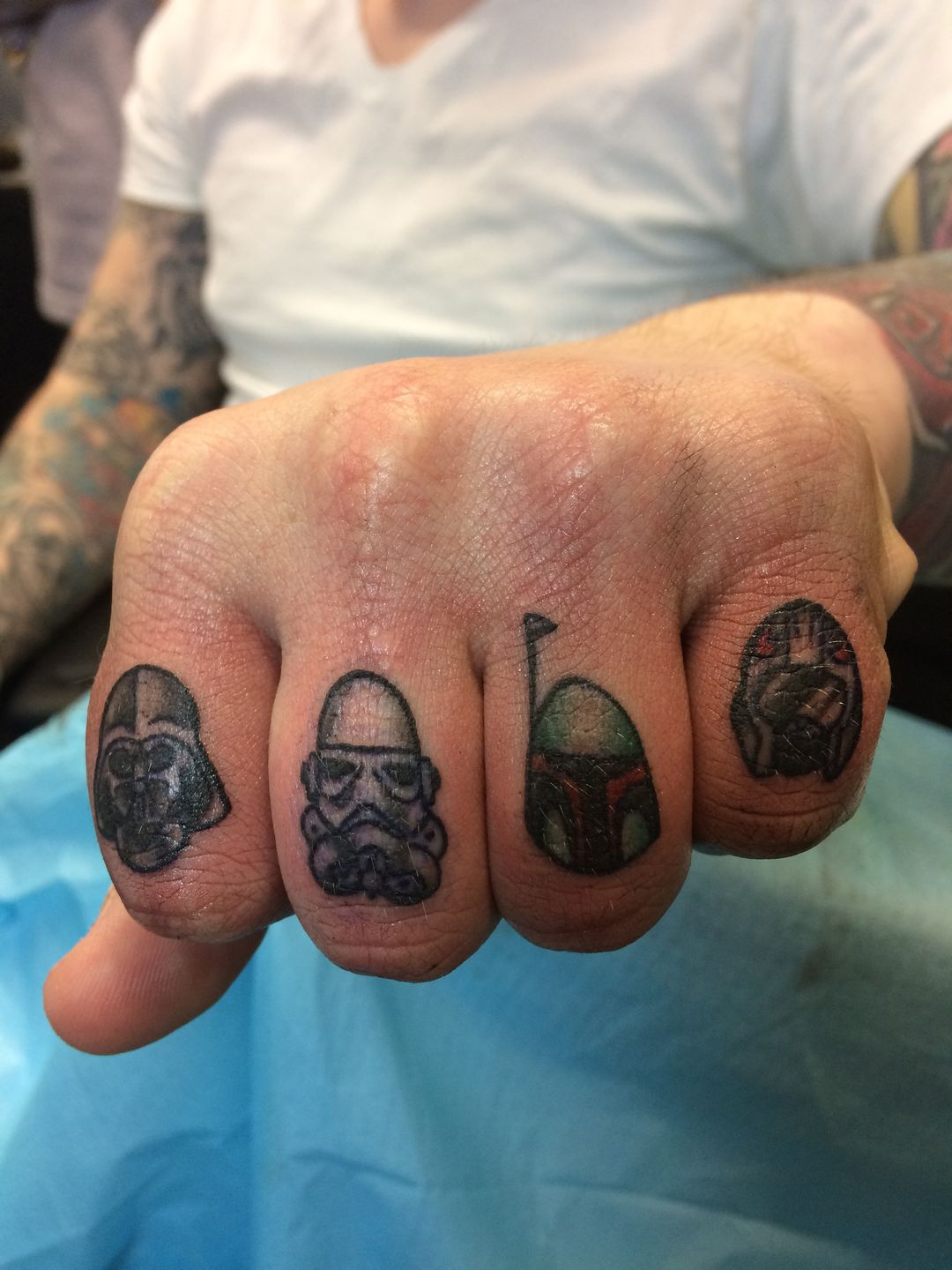 Star wars hand tattoo darth vader stormtrooper by reuster  Star wars tattoo  Hand tattoos G tattoo