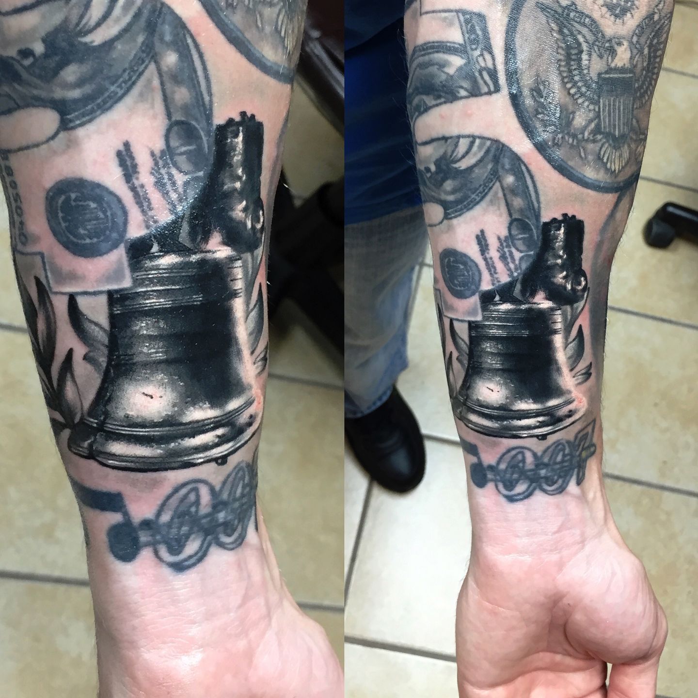 Bell added to my sleeve fresh done by Brian Monk at Infinite Art Studio  Toledo OH  rtattoos