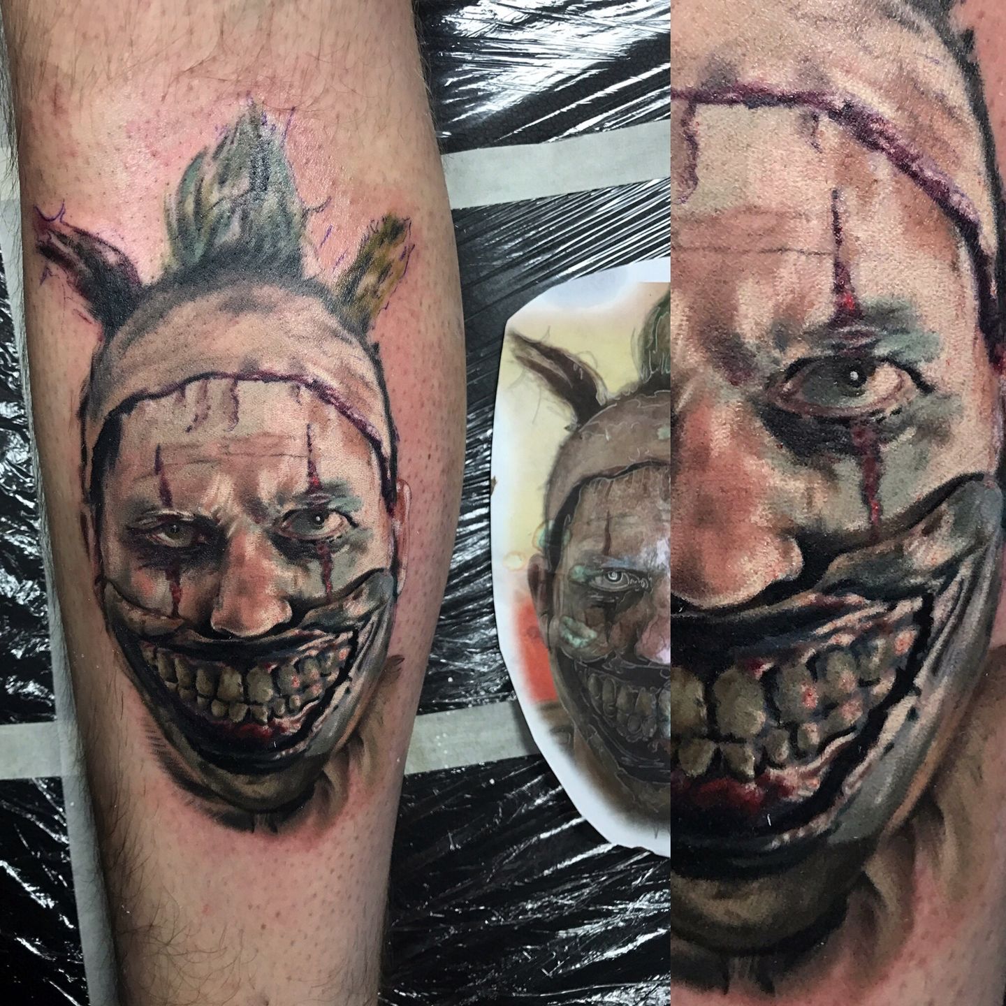 Portrait of Twisty the Clown from American Horror Story Freakshow tattoo  by Evan Olin  Tattoos