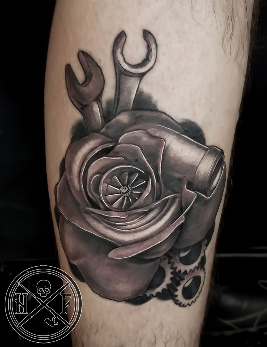 Tattoo uploaded by Justin Brown  Japanese traditional sleeve with turbo  spark plug piston and wrench tied in  Tattoodo