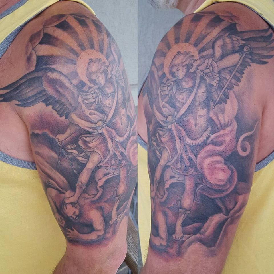 Tattoo for @ieshaan_sehgaal Done by - @adi_inc Studio- @hawktattooofficial  . . . #angeltattoo #tattoo #angel #ink #tattoos #tattooart... | Instagram