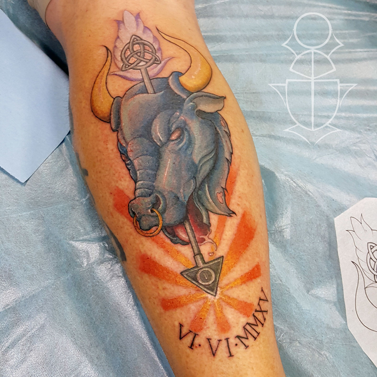 Linear Bull - Mandala / Tattoo Style