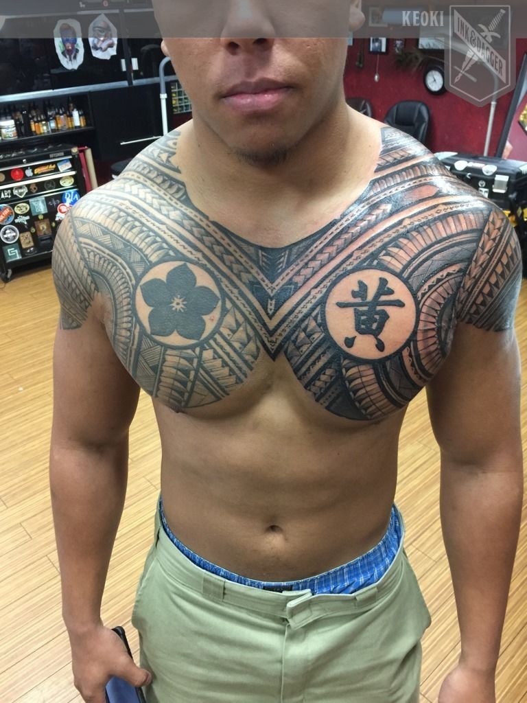 100 Polynesian Ink Black Chest Tattoo Design png  jpg 2023
