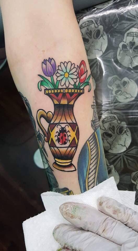 Sunflower Vase by Billy Gale MADISON TattooNOW