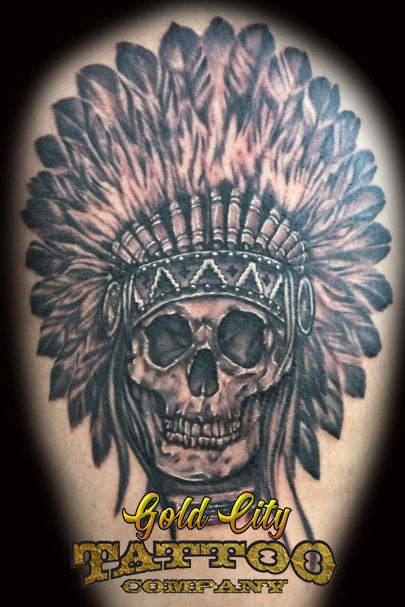 Feather and Skull Tattoo Design