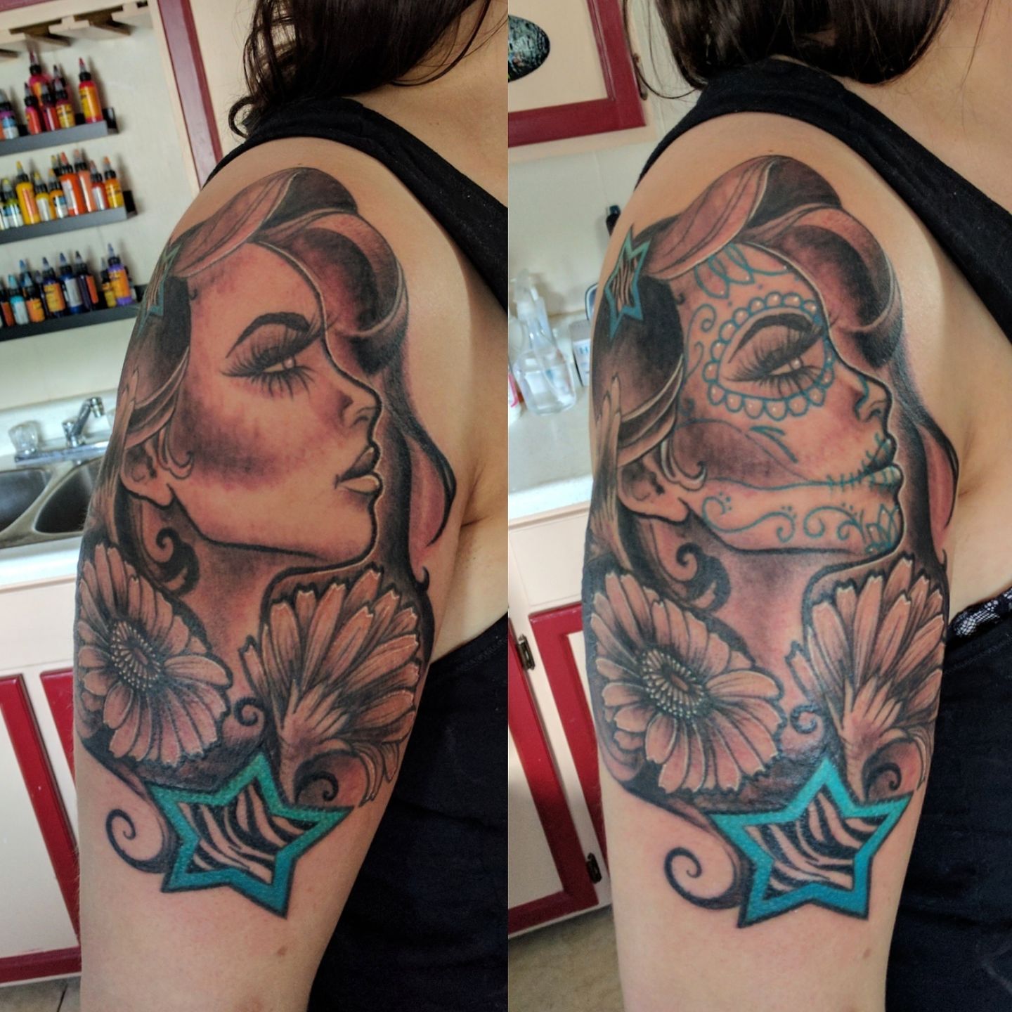 jeanasstudio:lady-face-neotraditional-lady-face-tattoo