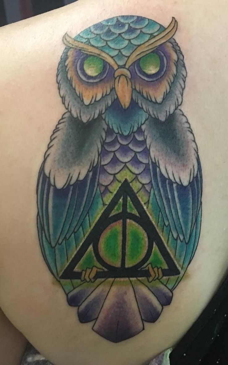 her letter is on the way harry potter themed tattoo with owl  Owl tattoo  design Owl tattoo small Animal sleeve tattoo