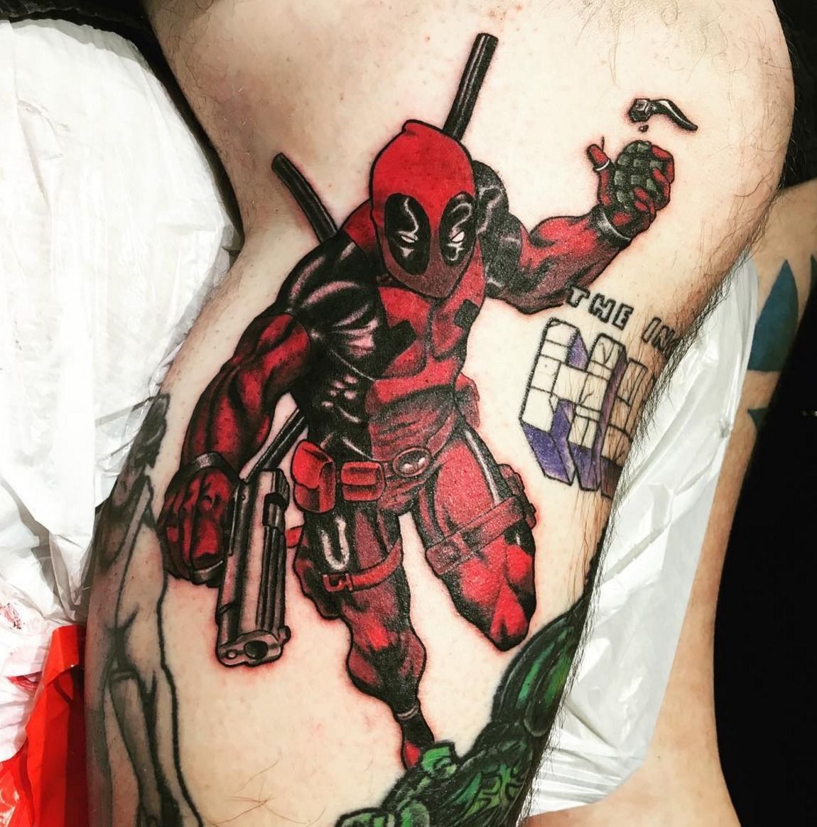 jakitatu:deadpool-deadpool-deadpool-tattoo-comic-comic-book-comic-book- tattoo-comic-tattoo-dc-comics-marvel-comics-leg-tattoo-tattoos -for-men-color-tattoo
