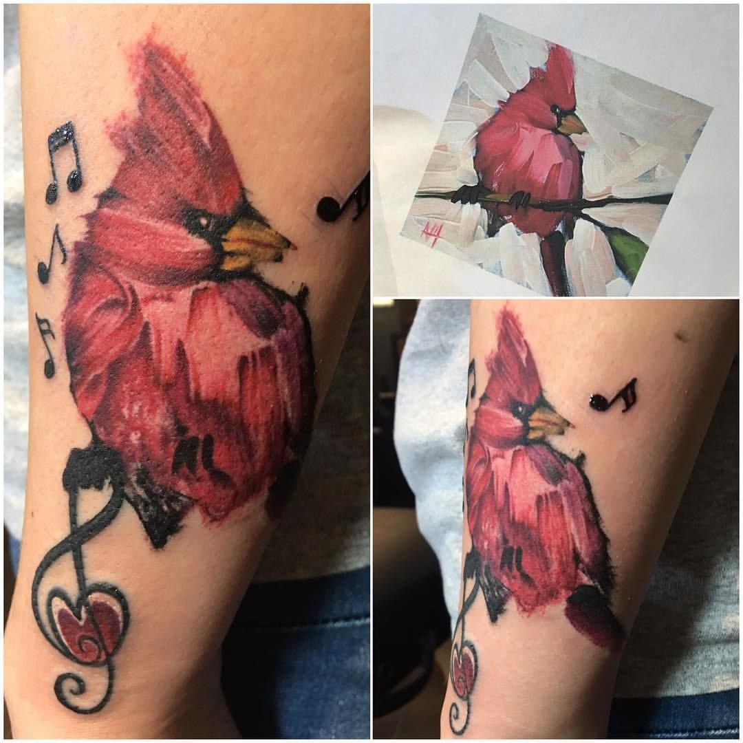 Bird with flowers red tattoo Royalty Free Vector Image