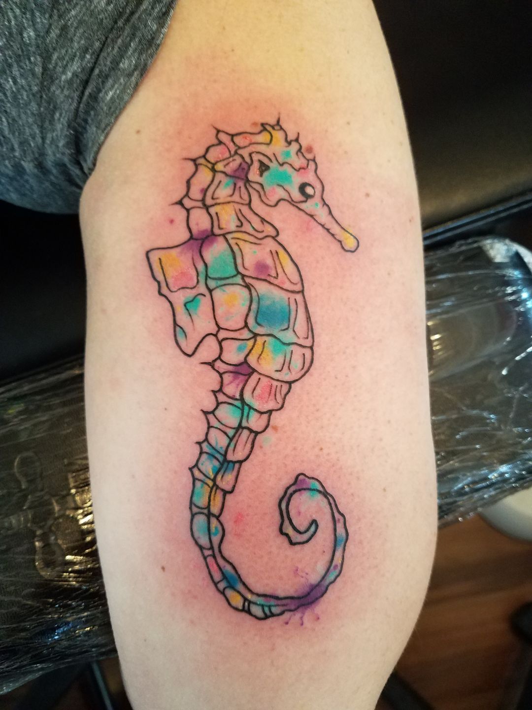 Tattoo uploaded by Ashlee Wilson  Abstract watercolor seahorse and  jellyfish watercolortattoo abstracttattoo seahorsetattoo  jellyfishtattoo staugustinetattooartist  Tattoodo