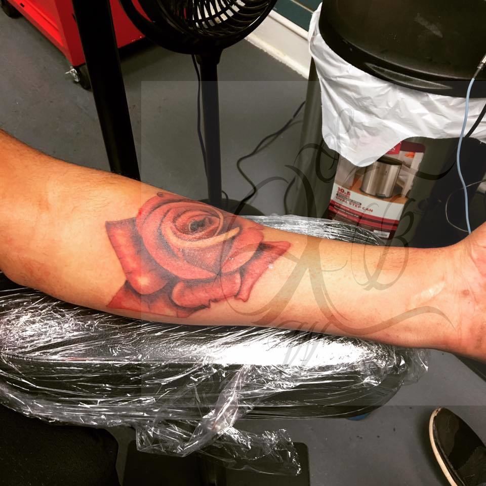 tattoosbycityboy:rose-tattoo-roses-tattoo-forearm-piece-forearm