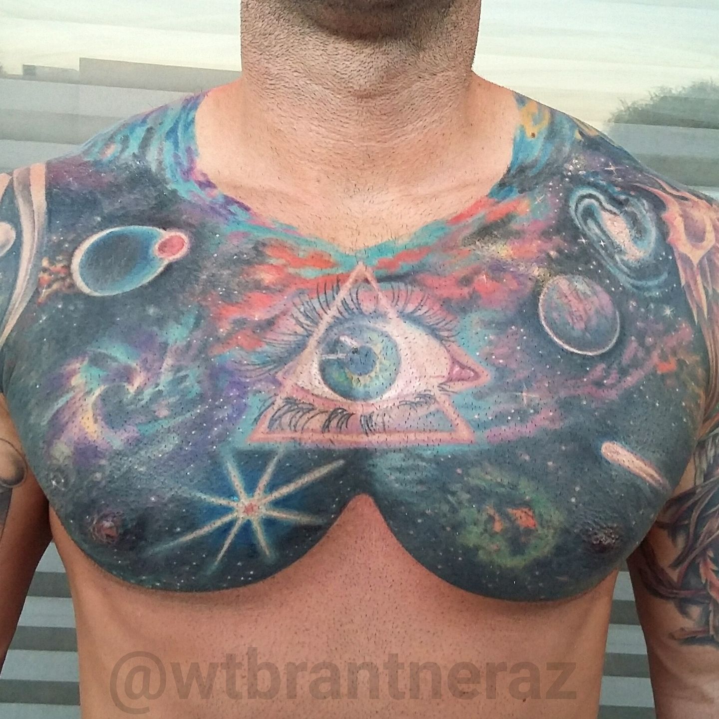 Tommybrantner The All Knowing Unknown Chest Piece Tattoo Outer Space Eye Chest Plate Space Tommy Brantner