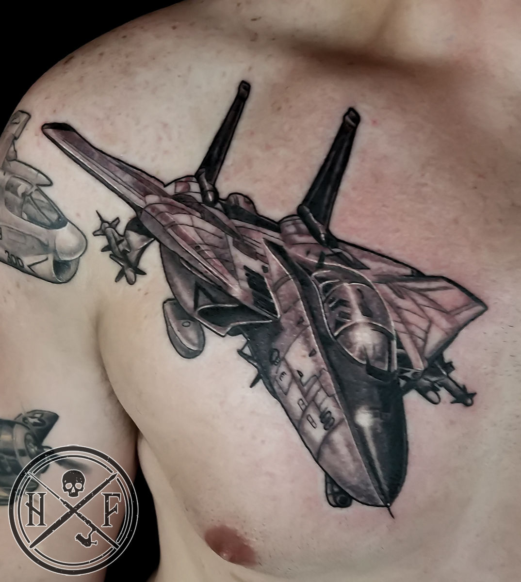 World War 2 p-40 Plane in Progress Tattoo - Headless Hands Custom Tattoos