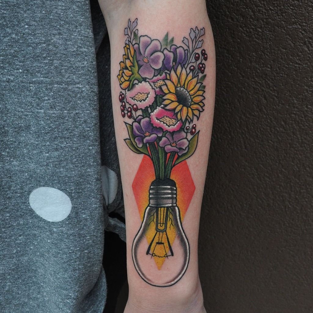 Mens light bulb tattoo idea