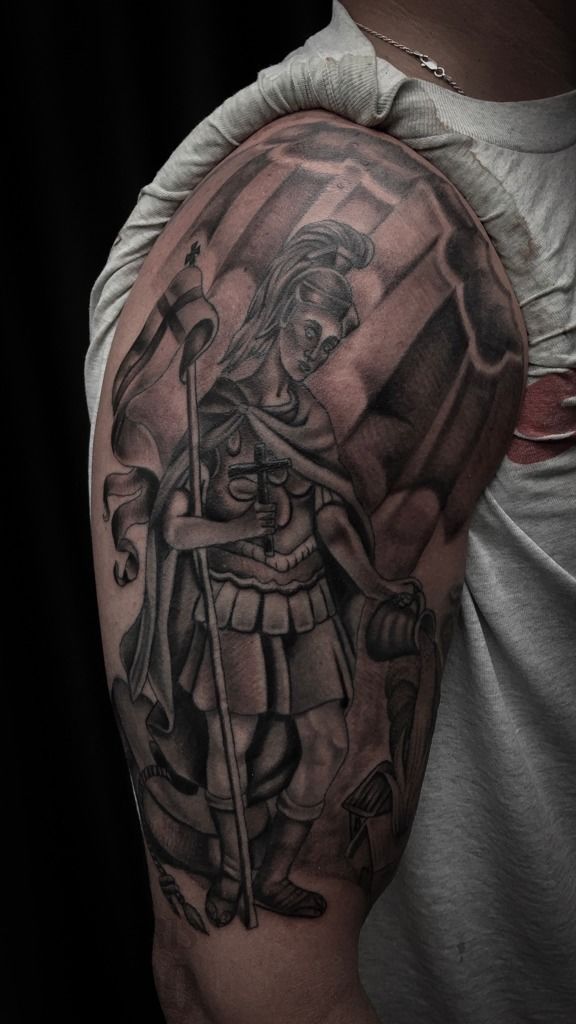 Craig Beasley on Instagram Made this tattoo of Saint Florian on an  awesome guy named mattcuevas343  Matt is a firefighter a father a  friend and so much more