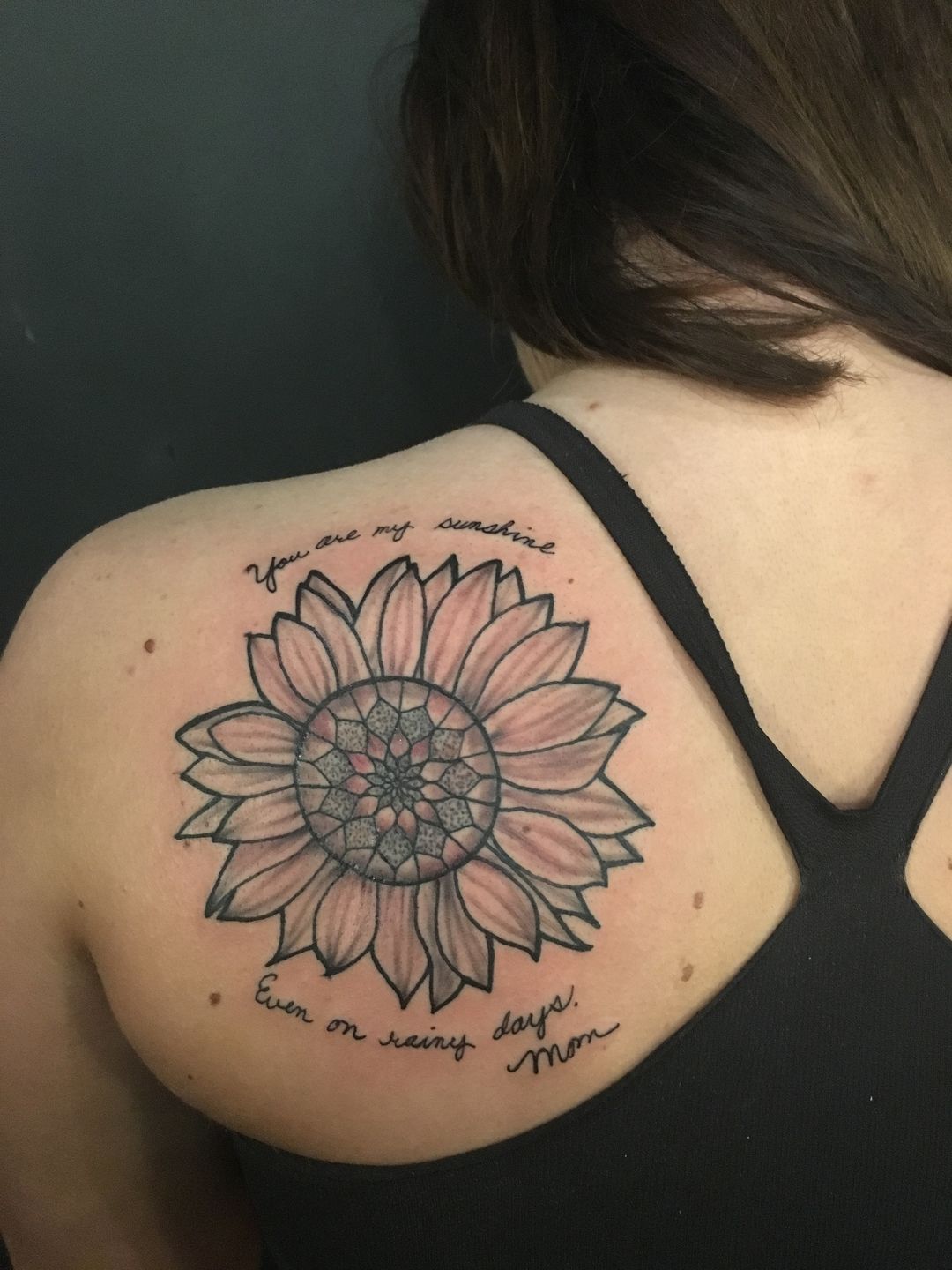 Sunflower Mandala Tattoo On Thigh