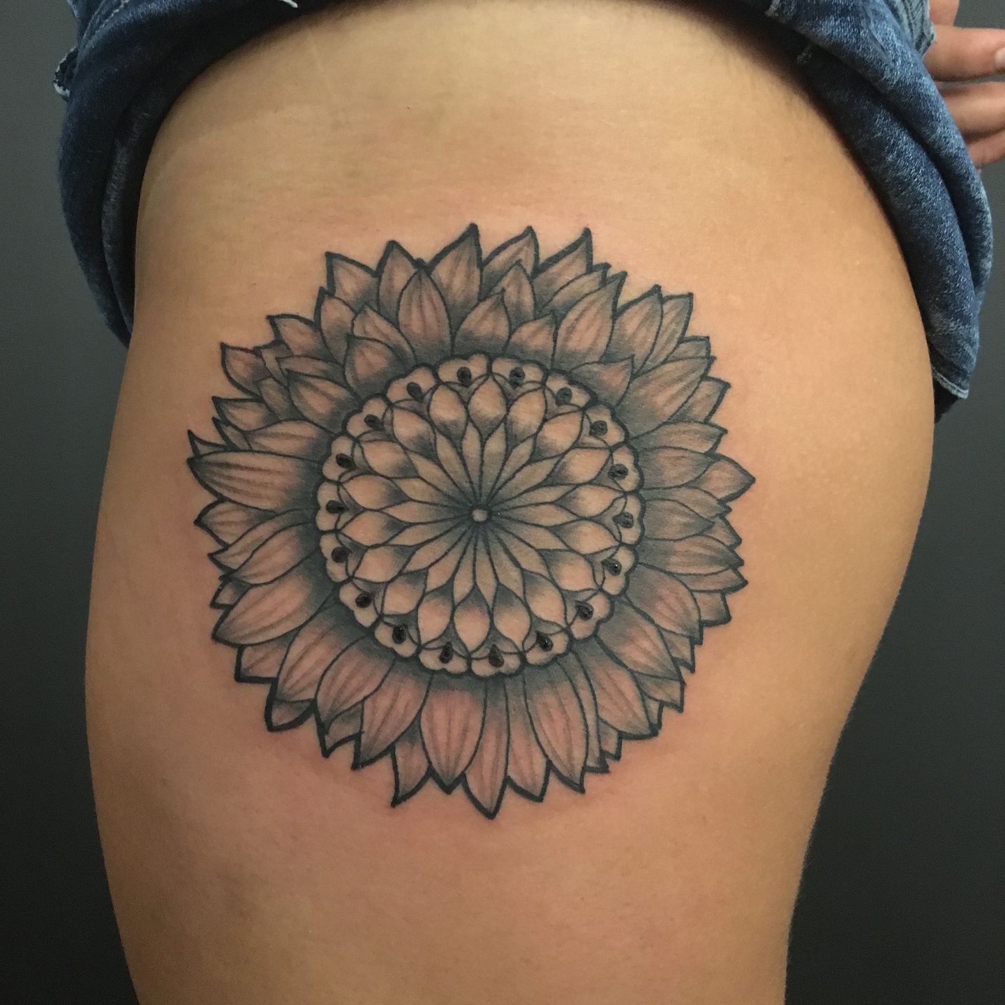 beautiful sunflower mandala tattoo ideas by Corinne Reinert 1a  KickAss  Things