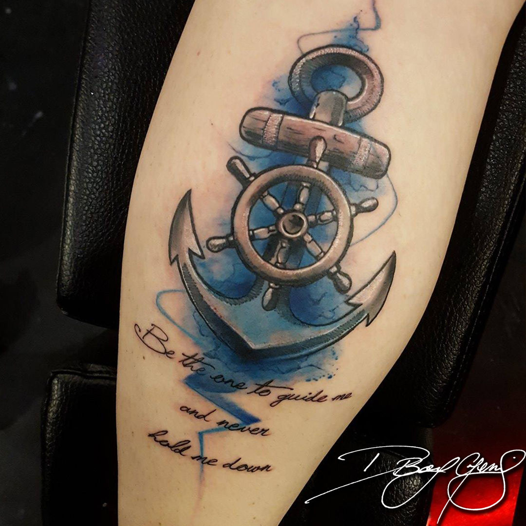 Inspired Eagle Tattoo Studio  Compass and anchor tattoo with watercolor  effect hope u like it for appointment call on 9501594576 8360643141  anchor anchortattoo compass compasstattoo compassion arrow  arrowtattoo watercolour watercolor 