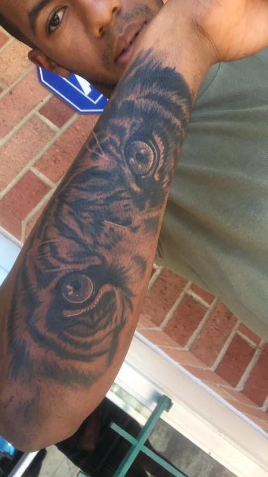 Tiger Blue Eye Arm Tattoo  Allegory Ink