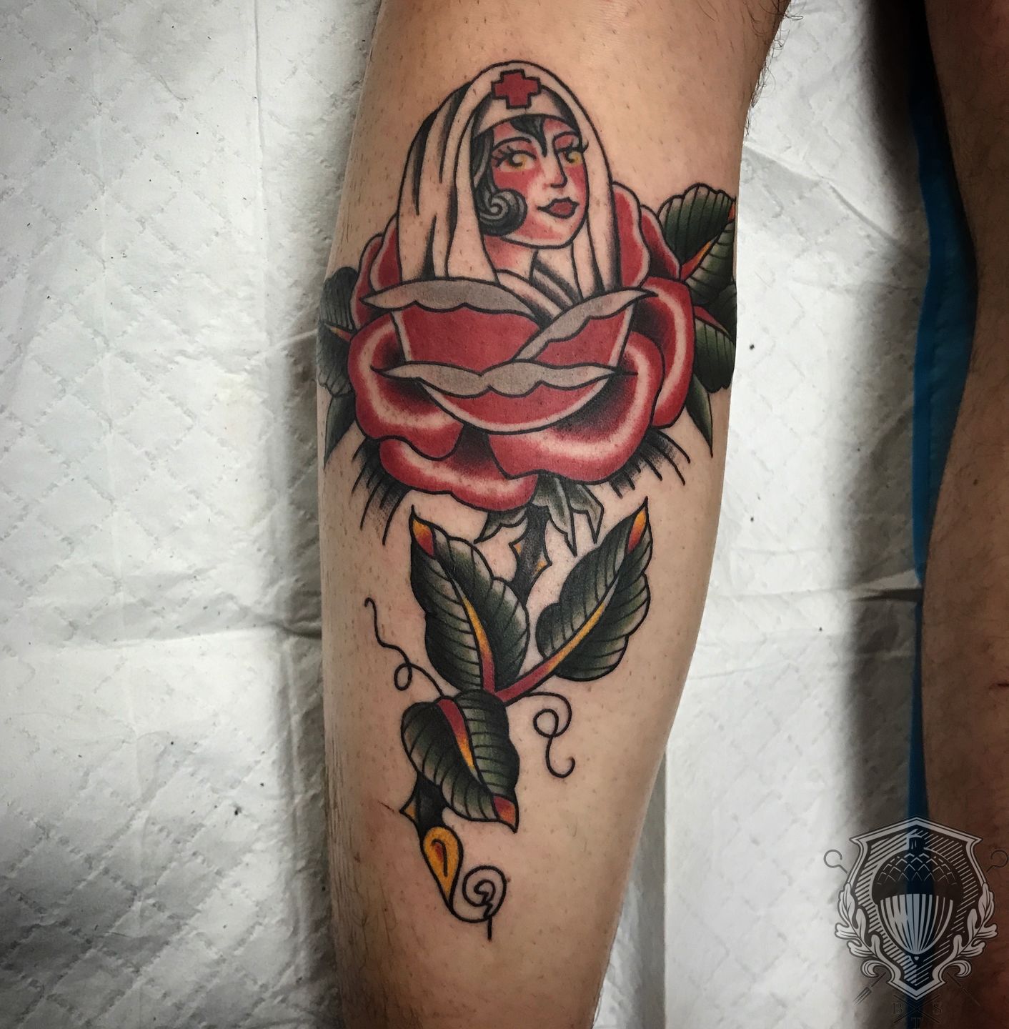 Sleepy Hollow Tattoos - Traditional Nurse tattoo done by @thejewthattattoos  give her a follow and shoot her a message for appointment info. #ftworth  #ftworthtattooartists #finkytownsbest #ftworthstockyards #tattoosformen  #tattoosforwomen #arlington ...