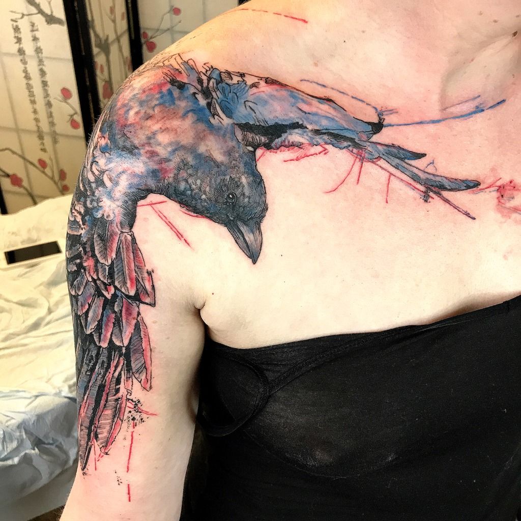 Crow Tattoo - Etsy