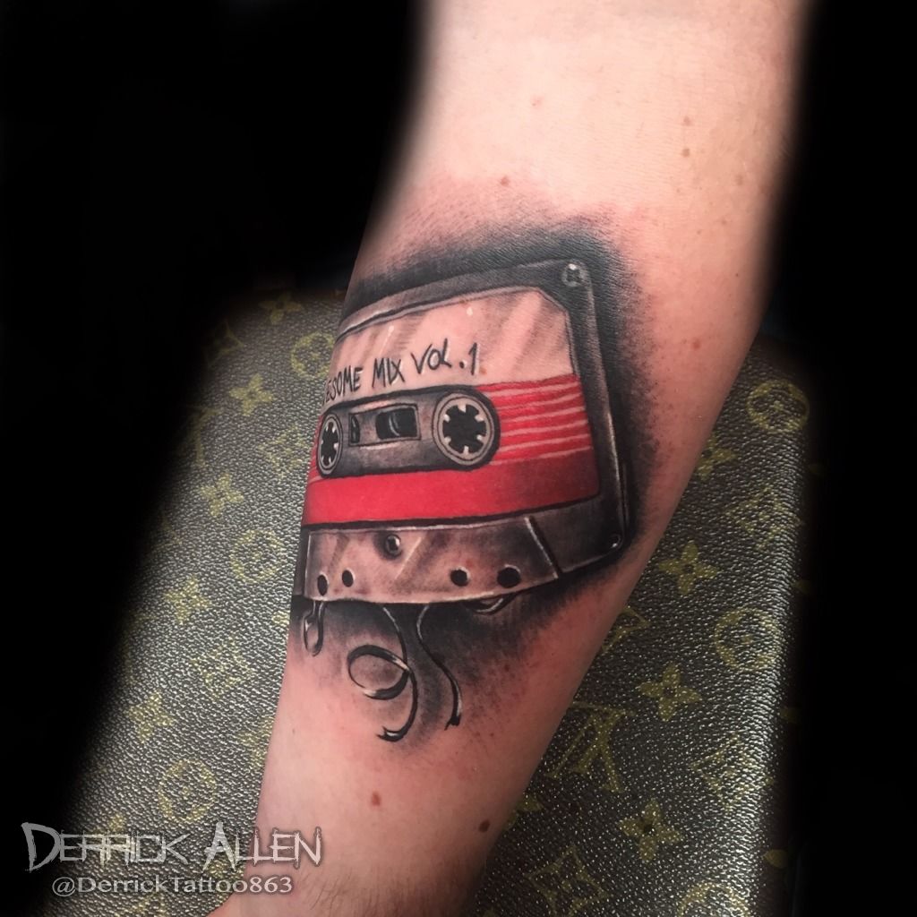 Cassette Tape Adapter done by Stephen King at Tattoo Avenue in Chicago IL   rtraditionaltattoos