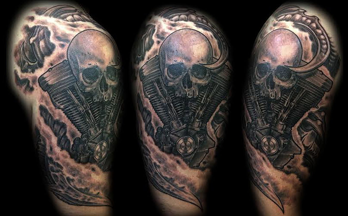 Las-vegas-tattoo-artist_joe-riley_biomech-harley-skull
