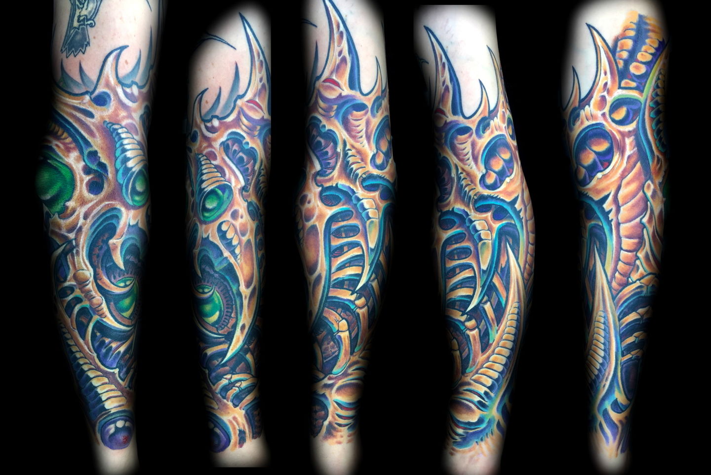 Las-vegas-tattoo-artist_joe-riley_gold-biomech-sleeve