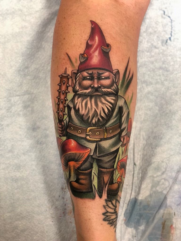 gnome shroom worm the big 3 done by me j kirsch at sinful art tattoo in  clayton nj  rtraditionaltattoos