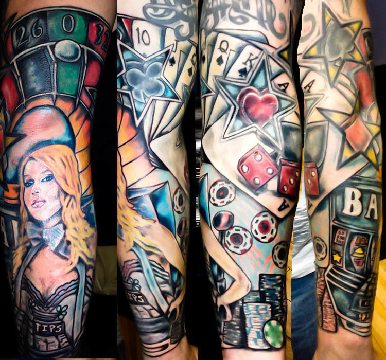 Las Vegas 12 Sleeve tattoo By Jesus Sanchez Wylde Sydes Tattoo  YouTube