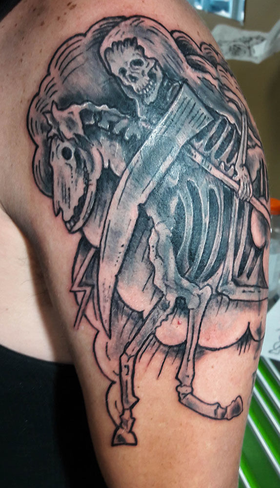 4 horsemen of the apocalypse chest progress on Jack Cant wait to finish  this fun one         tattoo blackandgreytattoo  Instagram