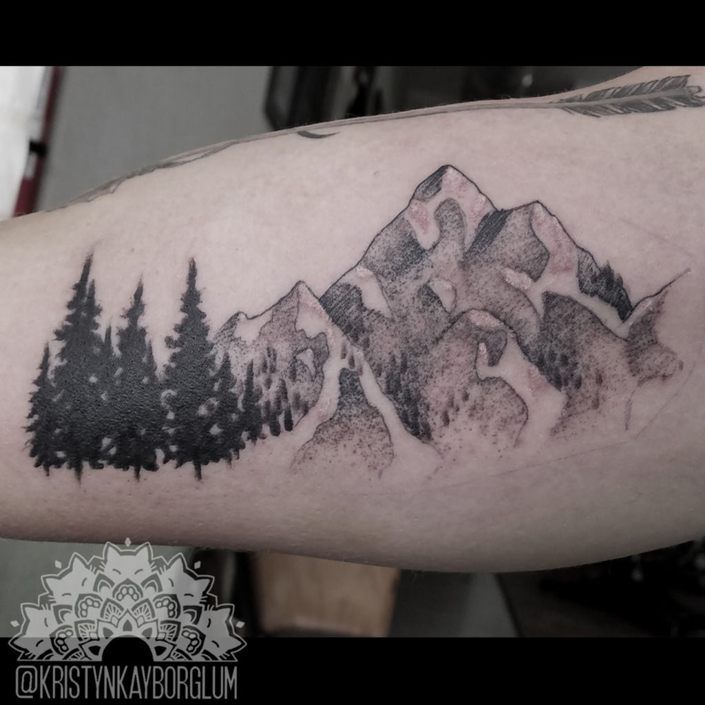 A minimalist mountains landscape tattoo  Tattoogridnet