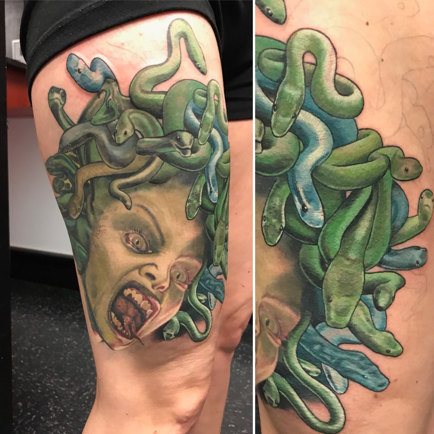 Eternal Tattoo & Body Piercing - Columbus NE - Medusa thigh piece by  @artist_ashleylynn! #Medusa #medusatattoo #blackandgreyrealism #thightattoo  #goddesstattoo #greekmythology #realismtattoo #newtattoo #ink #tattoo |  Facebook