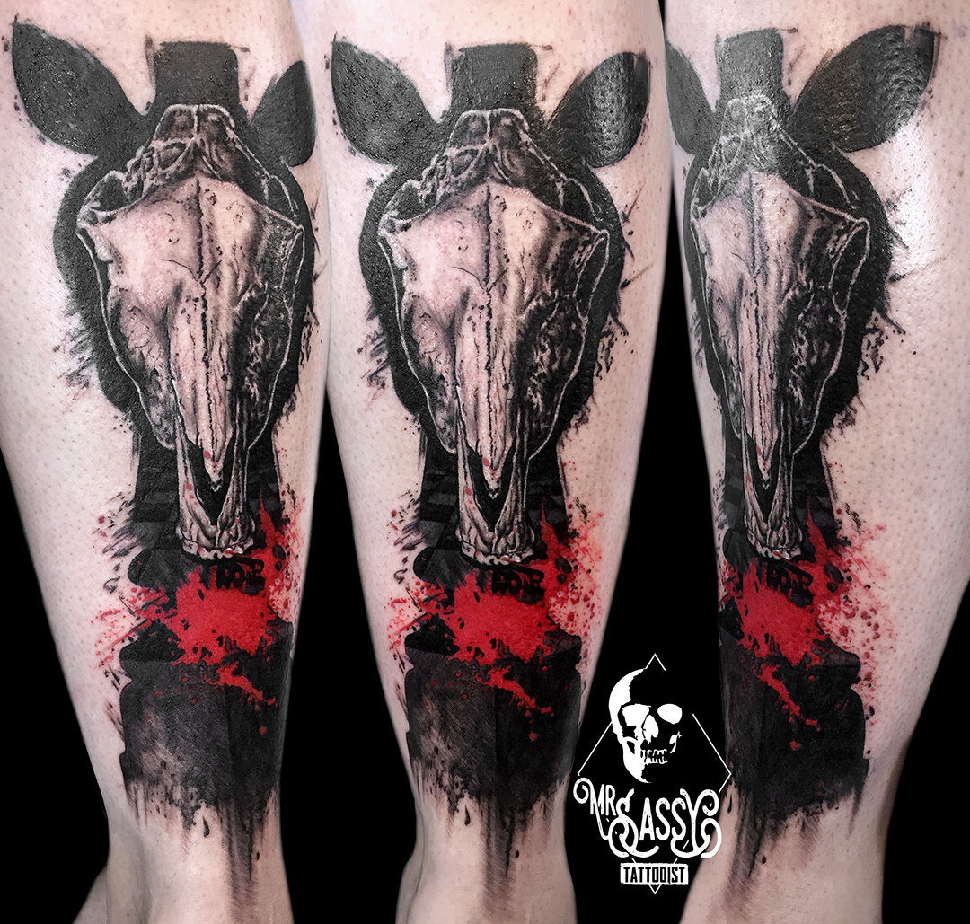 Blackwork Horse Head Tattoo by justinoliviertattoo  Tattoogridnet