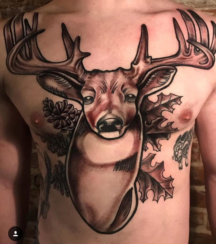 My Stag Chest Tattoo by Rachelle Downs at Beauty Blends in Shrewsbury, UK.  : r/tattoos